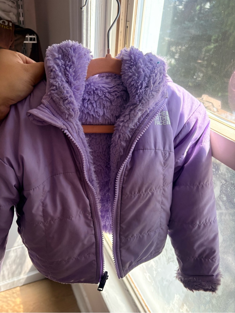 The North Face Kids Lavender Puffy Jacket with Plush Fleece Lining